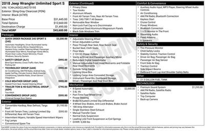 2018 Jeep Wrangler Unlimited Sport S