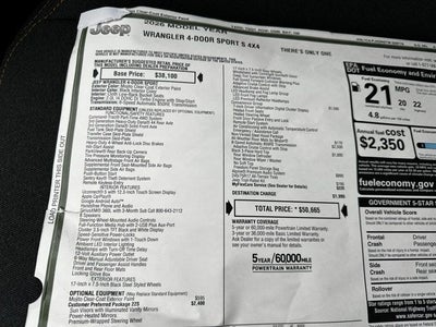 2026 Jeep Wrangler WRANGLER 4-DOOR SPORT S