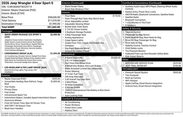 2026 Jeep Wrangler WRANGLER 4-DOOR SPORT S