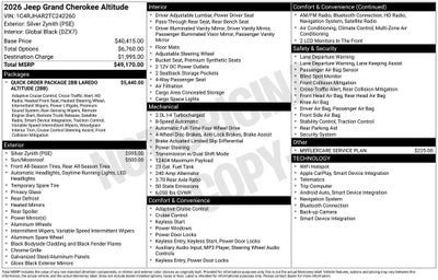 2026 Jeep Grand Cherokee GRAND CHEROKEE LAREDO ALTITUDE 4X4