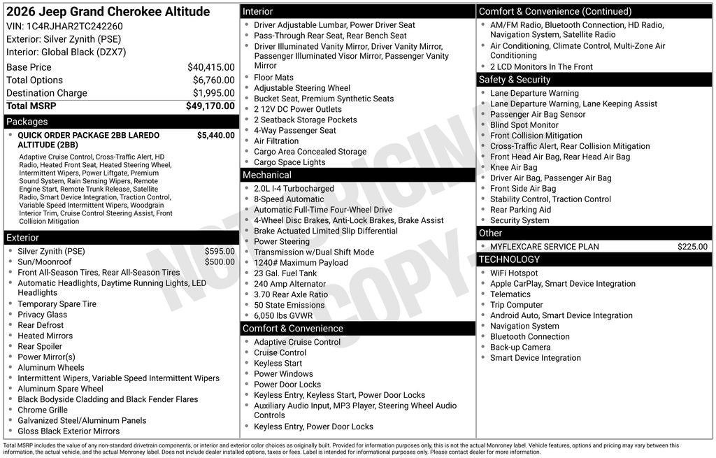 2026 Jeep Grand Cherokee GRAND CHEROKEE LAREDO ALTITUDE 4X4