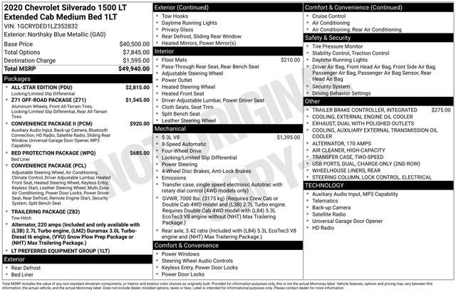 2020 Chevrolet Silverado 1500 4WD Double Cab Standard Bed LT
