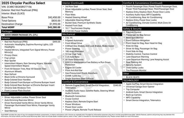 2025 Chrysler Pacifica Select