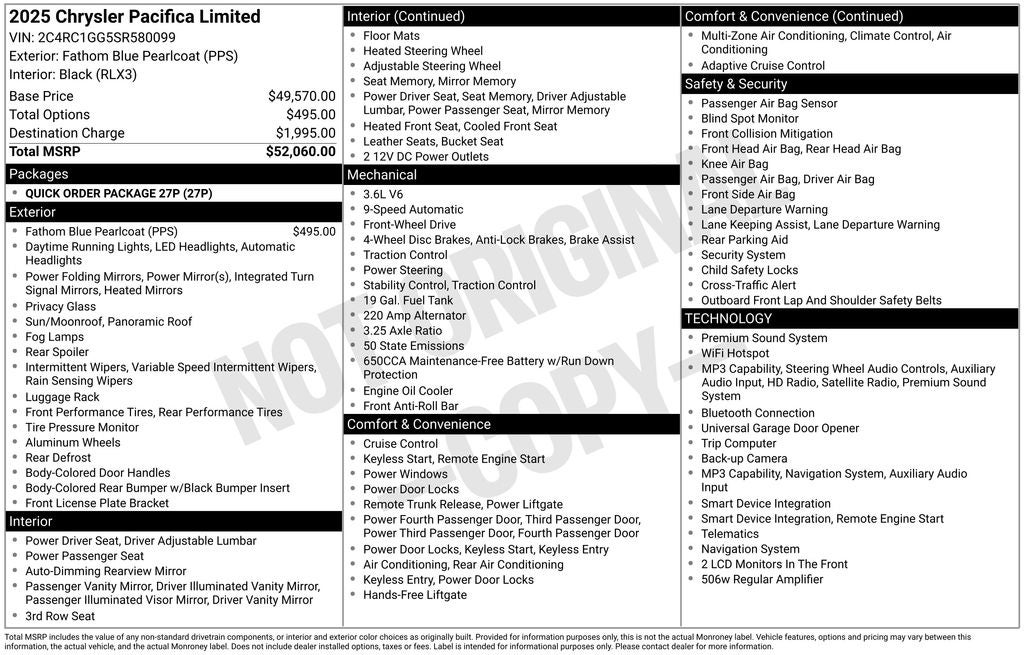 2025 Chrysler Pacifica Limited