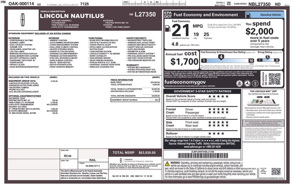 2022 Lincoln Nautilus Reserve