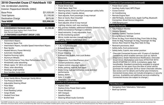 2018 Chevrolet Cruze LT