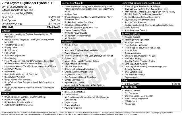 2023 Toyota Highlander Hybrid XLE
