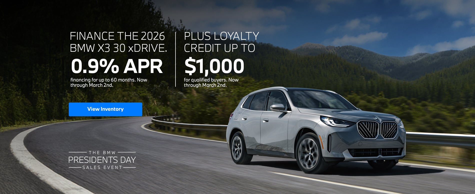 Finance The 2026 BMW X3 30 xDrive. 0.9% APR