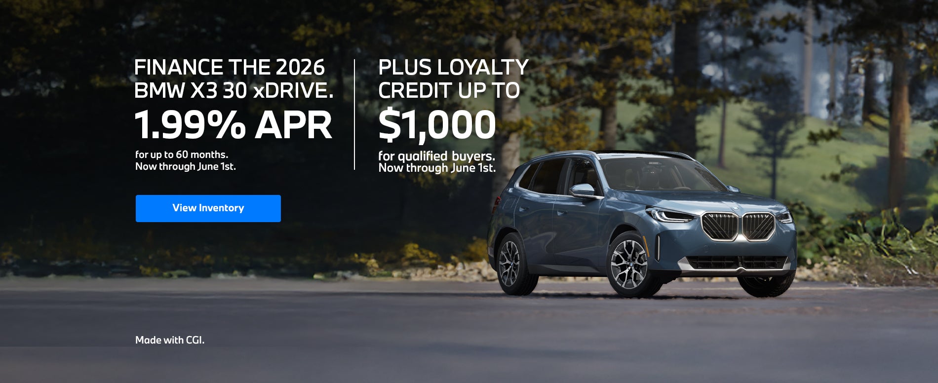 Finance The 2026 BMW X3 30 xDrive. 1.99% APR