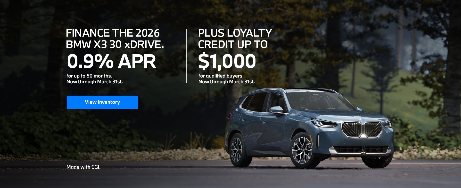 Finance The 2026 BMW X3 30 xDrive. 0.9% APR