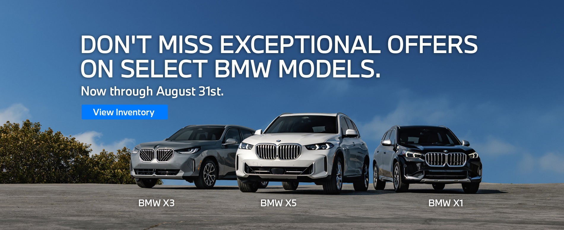 BMW X3, X5, & X1 parked on the street