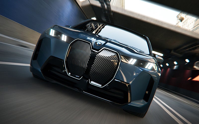 Close up of the BMW iX grille driving. | Zeigler BMW in Kalamazoo MI